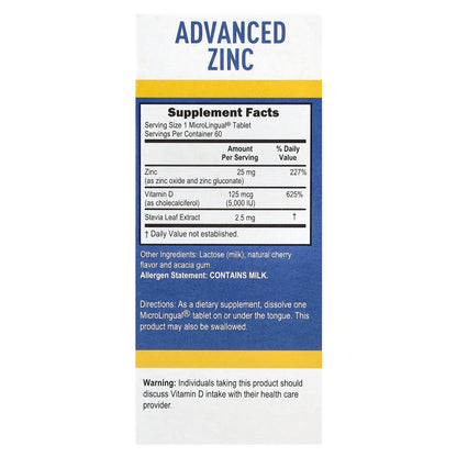 Superior Source, Advanced Zinc, Vitamin D3, 60 MicroLingual® Instant Dissolve Tablets