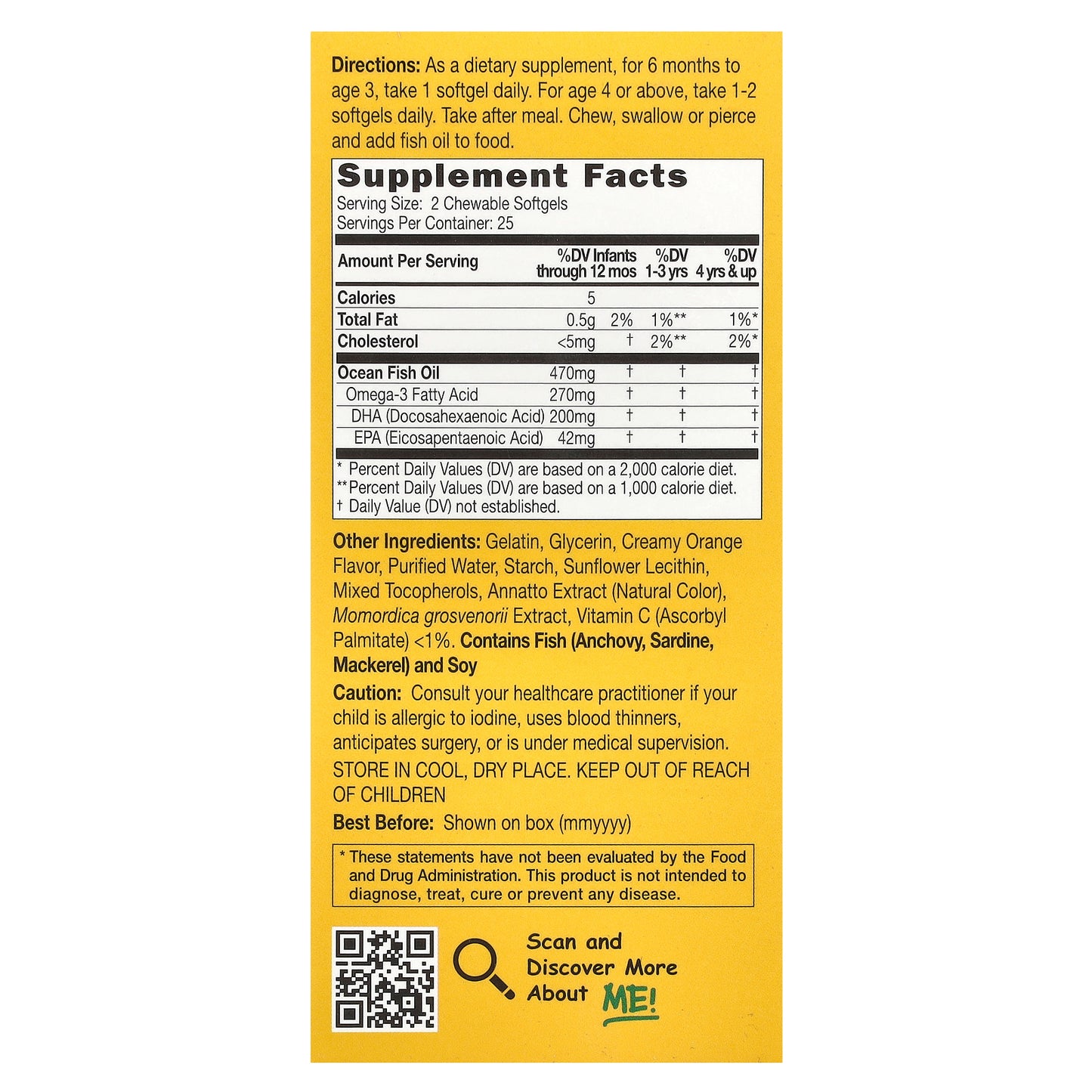 CATALO, Children's DHA Formula, Orange, 50 Chewable Softgels