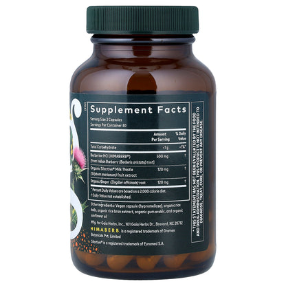 Gaia Herbs, Berberine & Milk Thistle, 60 Vegan Capsules