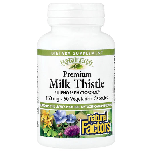 Natural Factors, Herbal Factors®, Premium Milk Thistle, 160 mg, 60 Vegetarian Capsules