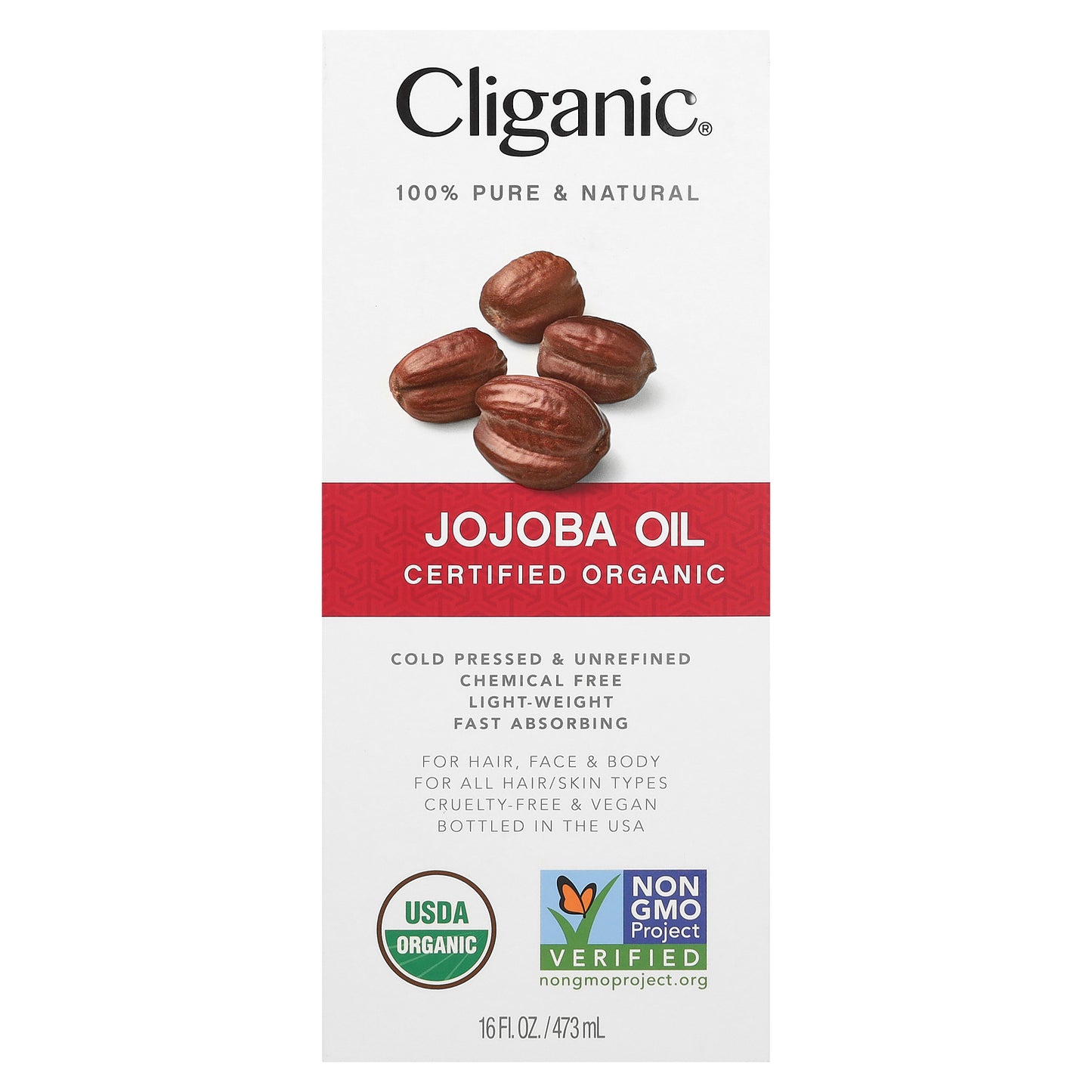 Cliganic, Organic Jojoba Oil, 16 fl oz (473 ml)