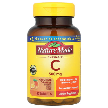 Nature Made, Vitamin C Chewable, Orange, 500 mg, 60 Tablets