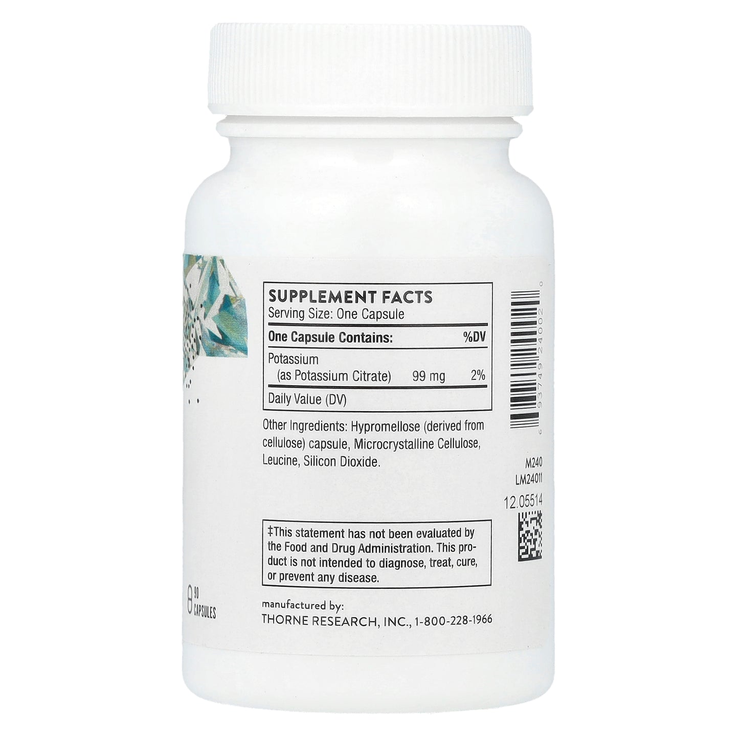 Thorne, Potassium Citrate, 99 mg, 90 Capsules