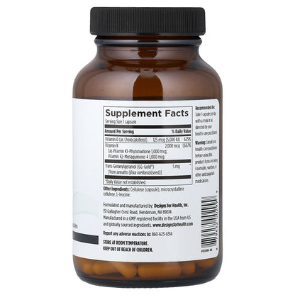 Designs For Health, Vitamin D Supreme with Vitamin K1, K2, 180 Vegetarian Capsules