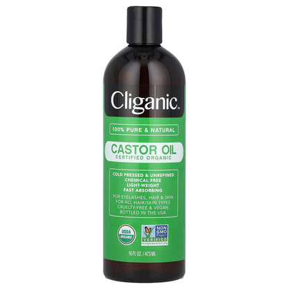 Cliganic, 100% Pure & Natural, Organic Castor Oil, 16 fl oz (473 ml)