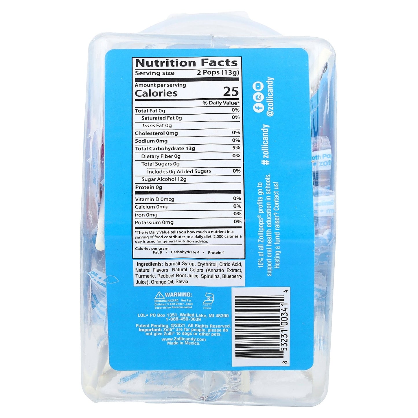 Zollipops, The Clean Teeth Pops®, Assorted, Approx. 23 Pops, 5.2 oz