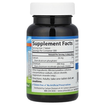 Carlson, Chelated Chromium, 200 mcg, 300 Tablets