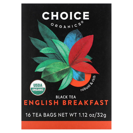 Choice Organics, Black Tea, English Breakfast, 16 Tea Bags, 1.12 oz (32 g)