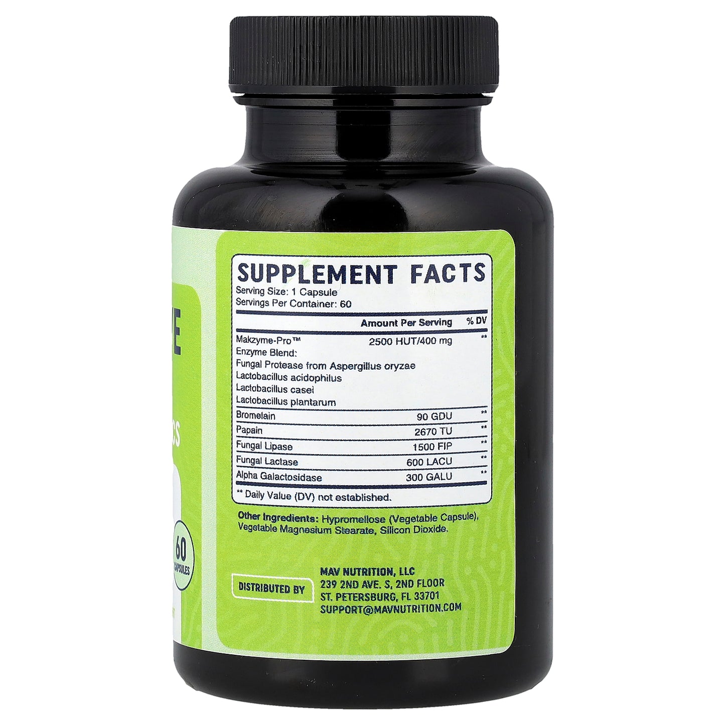 MAV Nutrition, Digestive Enzymes with Probiotics, 60 Capsules