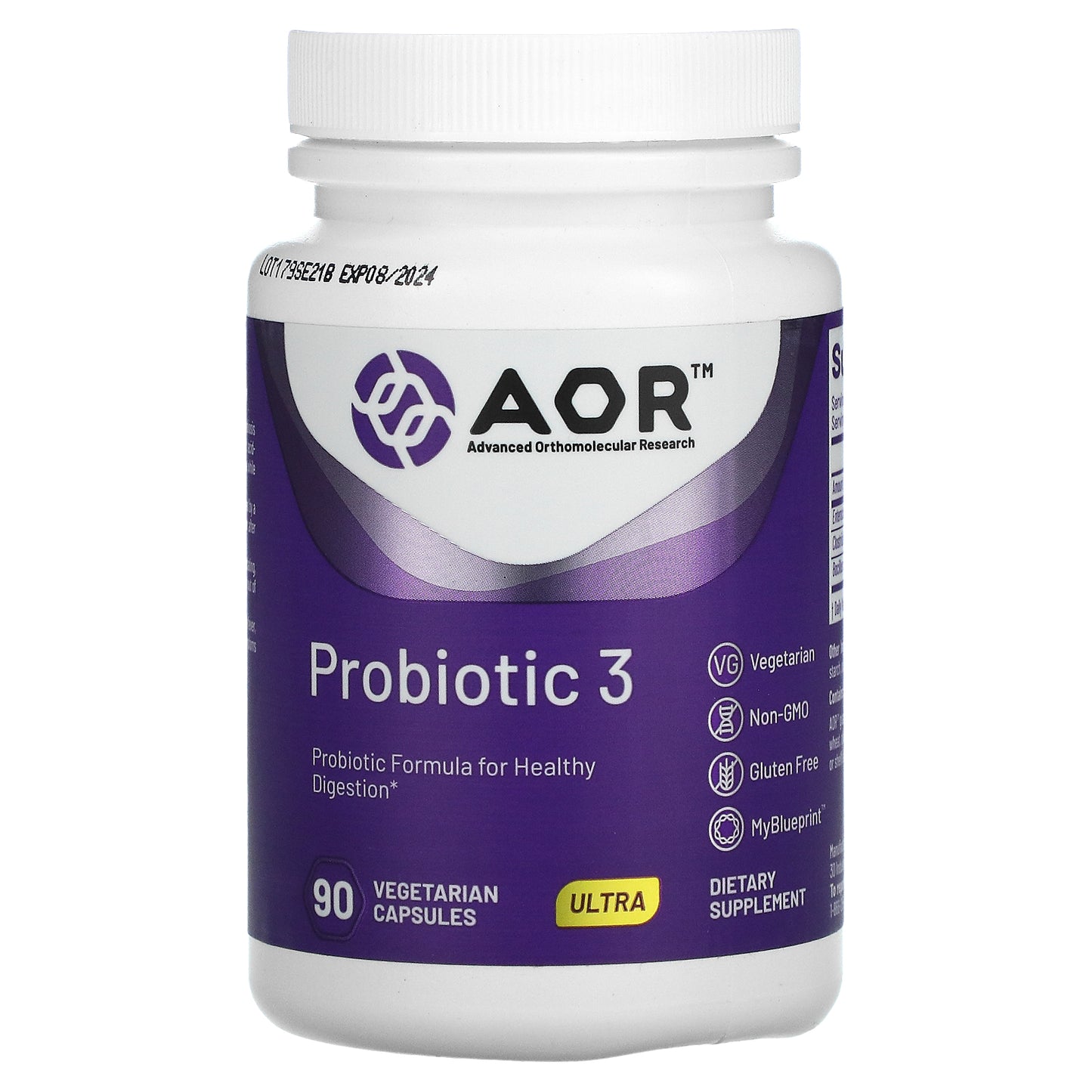 Advanced Orthomolecular Research AOR, Probiotic 3, 90 Vegetarian Capsules