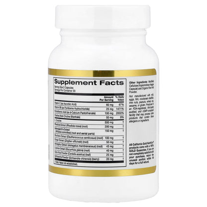 California Gold Nutrition, Adrenal Support with L-Tyrosine, Rhodiola Extract, Ashwagandha Extract, and Eleuthero Extract, 60 Veggie Capsules