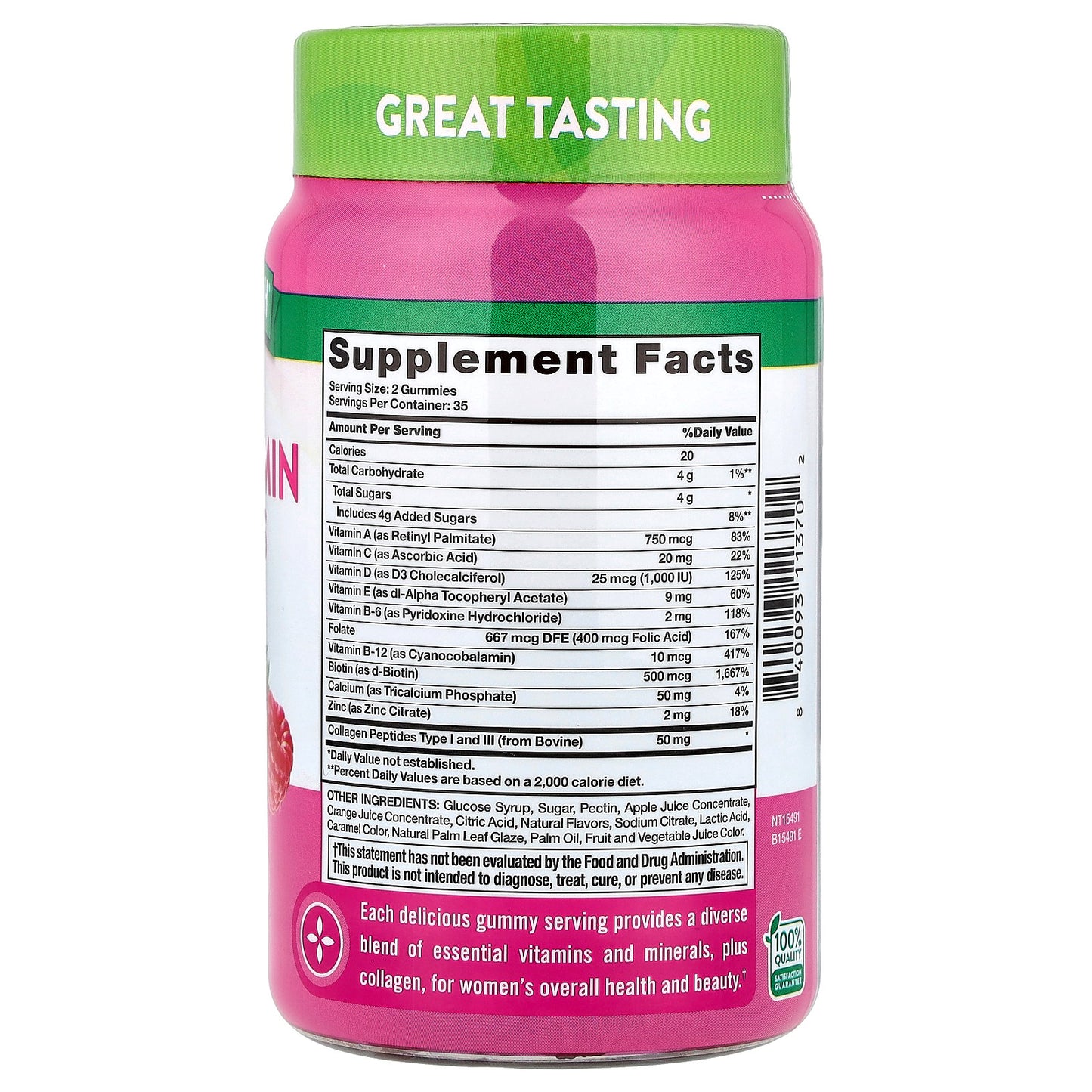 Nature's Truth, Women's Multivitamin Gummies + Collagen, Delicious Mixed Berry, 70 Gummies