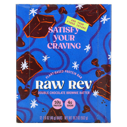 Raw Rev, Double Chocolate Brownie Batter, 12 Bars, 1.6 oz (46 g) Each