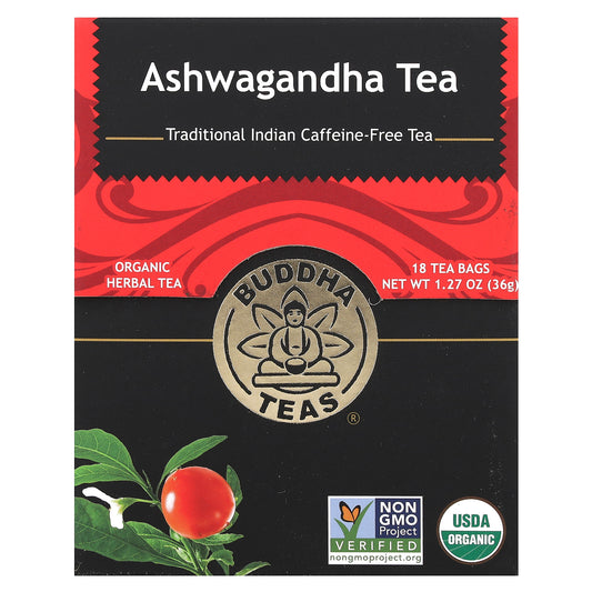 Buddha Teas, Organic Herbal Tea, Ashwagandha, 18 Tea Bags,1.27 oz (36 g)