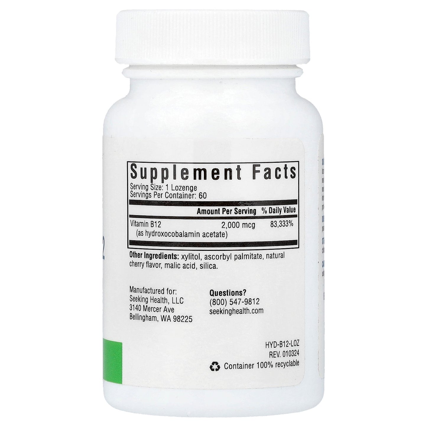 Seeking Health, Hydroxo B12, 2,000 mcg, 60 Lozenges