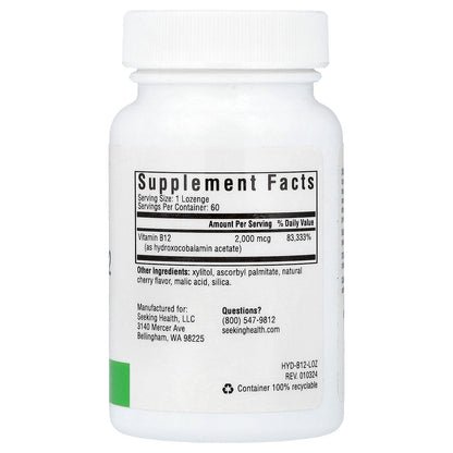 Seeking Health, Hydroxo B12, 2,000 mcg, 60 Lozenges