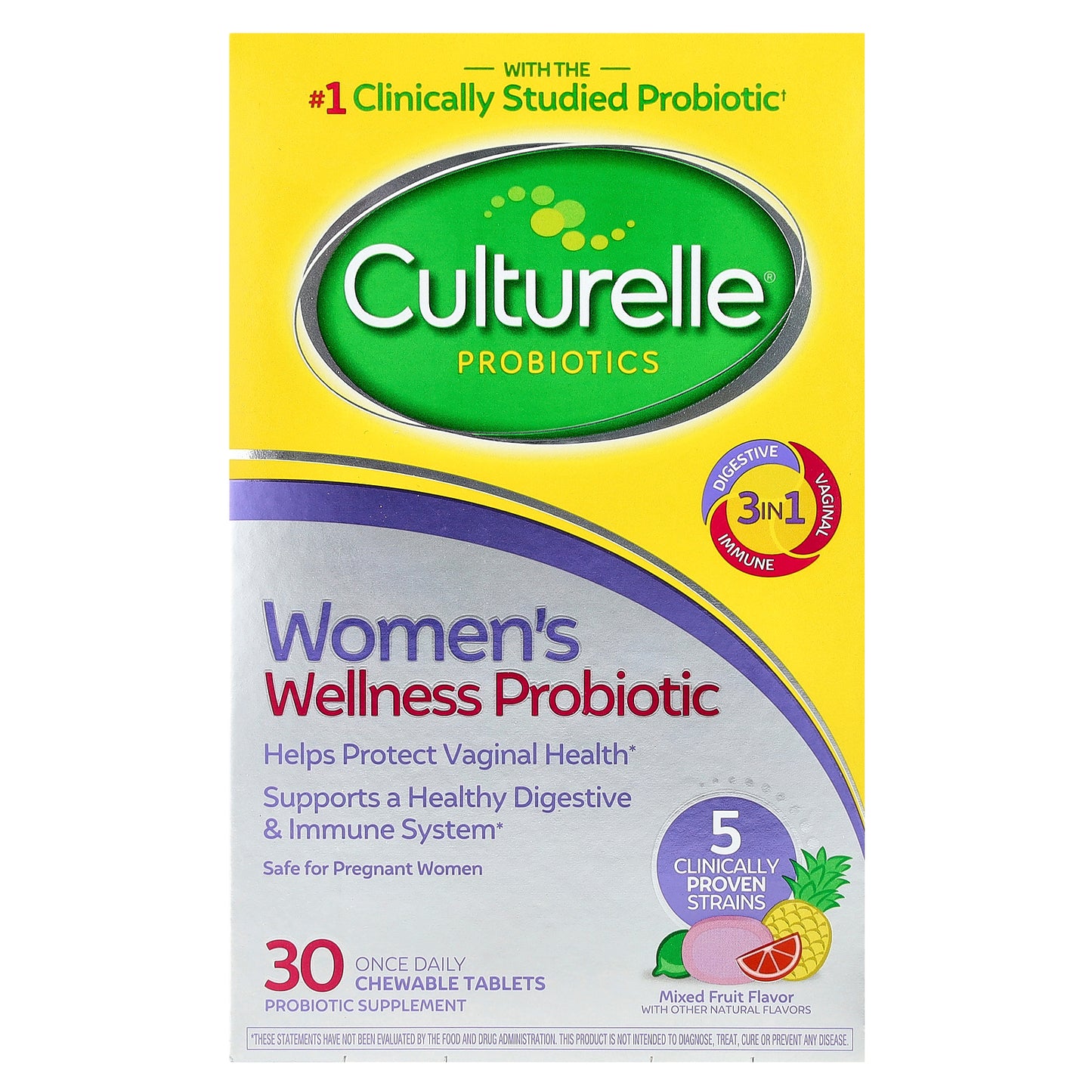 Culturelle, Probiotics, Women's Wellness Probiotic, Mixed Fruit, 30 Chewable Tablets