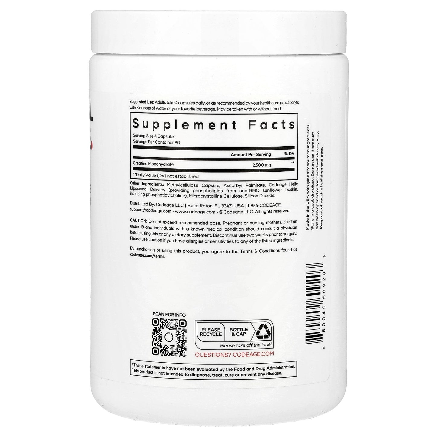 Codeage, Sport, Liposomal Creatine, 360 Vegetable Capsules (625 mg per Capsule)