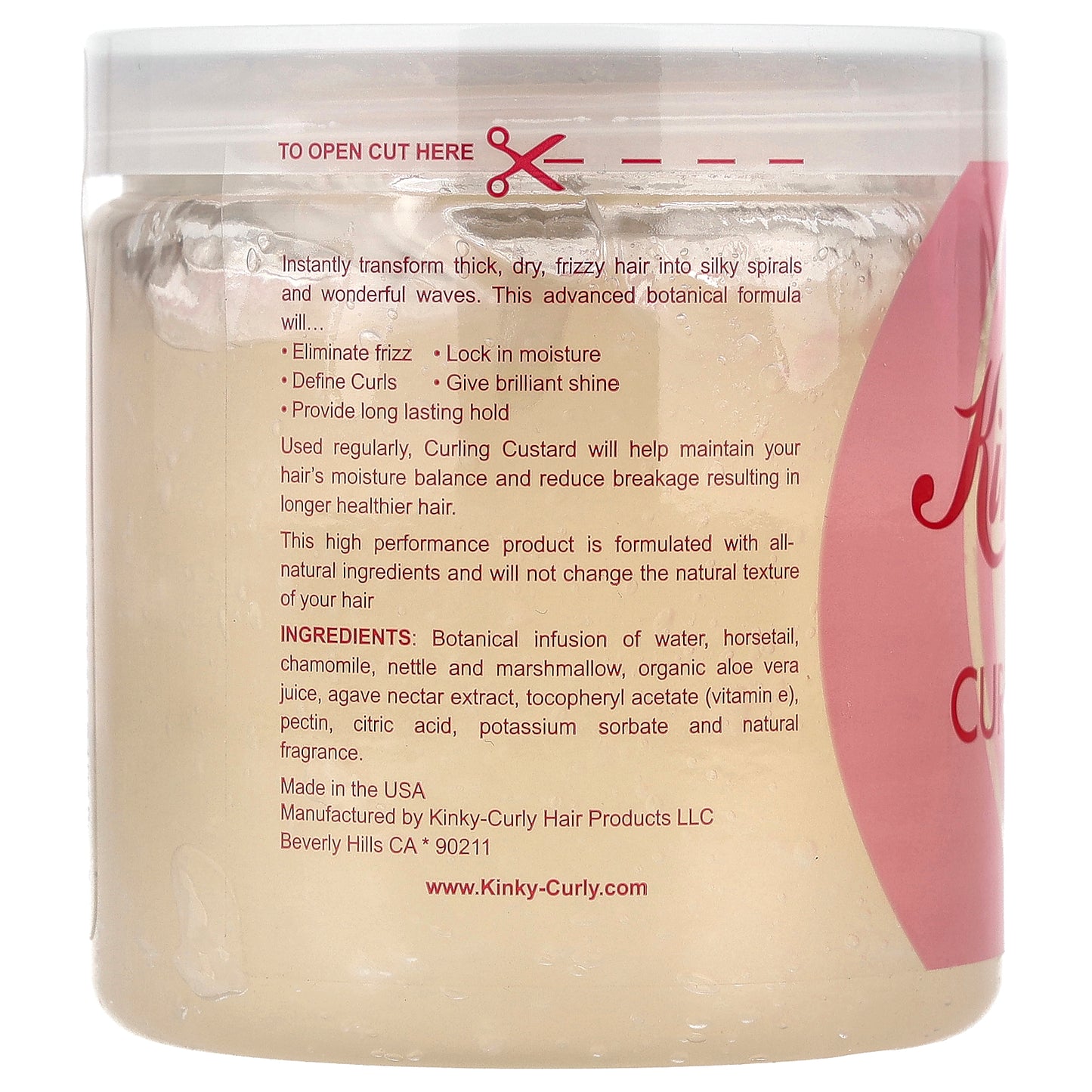 Kinky-Curly, Original Curling Custard™, Natural Styling Gel, 8 oz