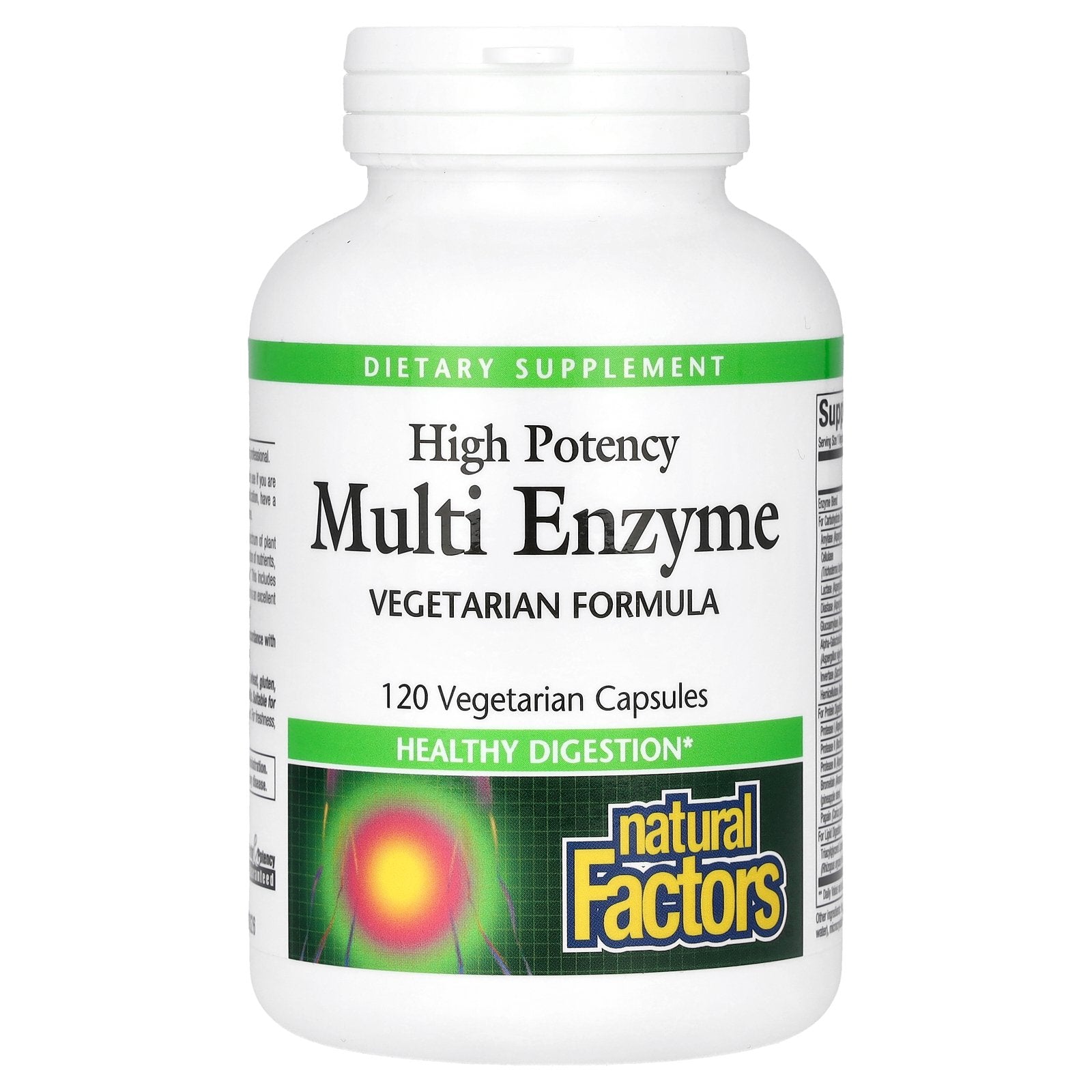 Natural Factors, High Potency, Multi Enzyme, 120 Vegetarian Capsules