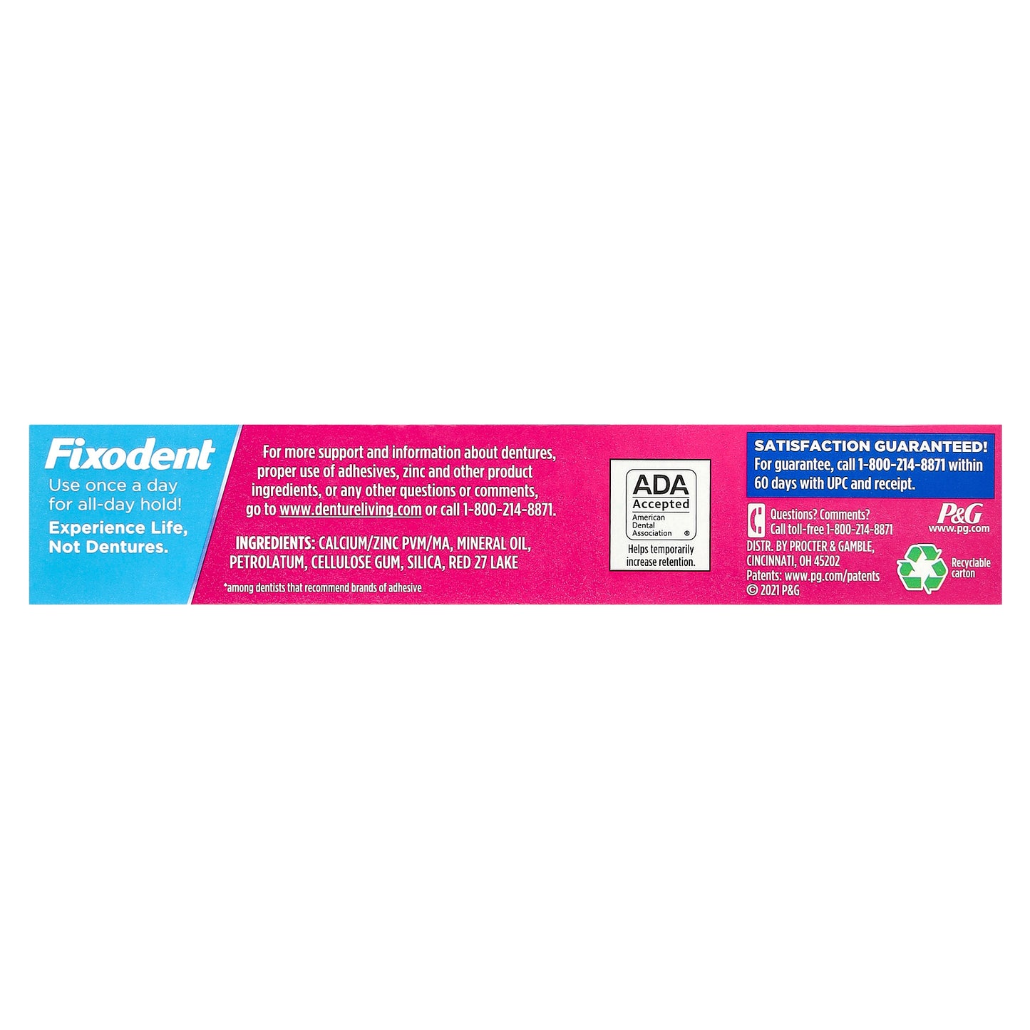 Fixodent, Denture Adhesive Cream, Original, 2.4 oz (68 g)