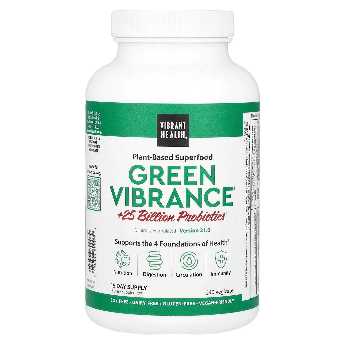 Vibrant Health, Green Vibrance, Version 19.1, 240 Vegicaps