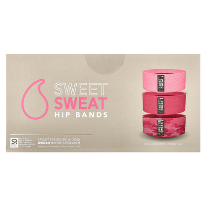 Sports Research, Sweet Sweat, Hip Bands, Pink, 3 Bands