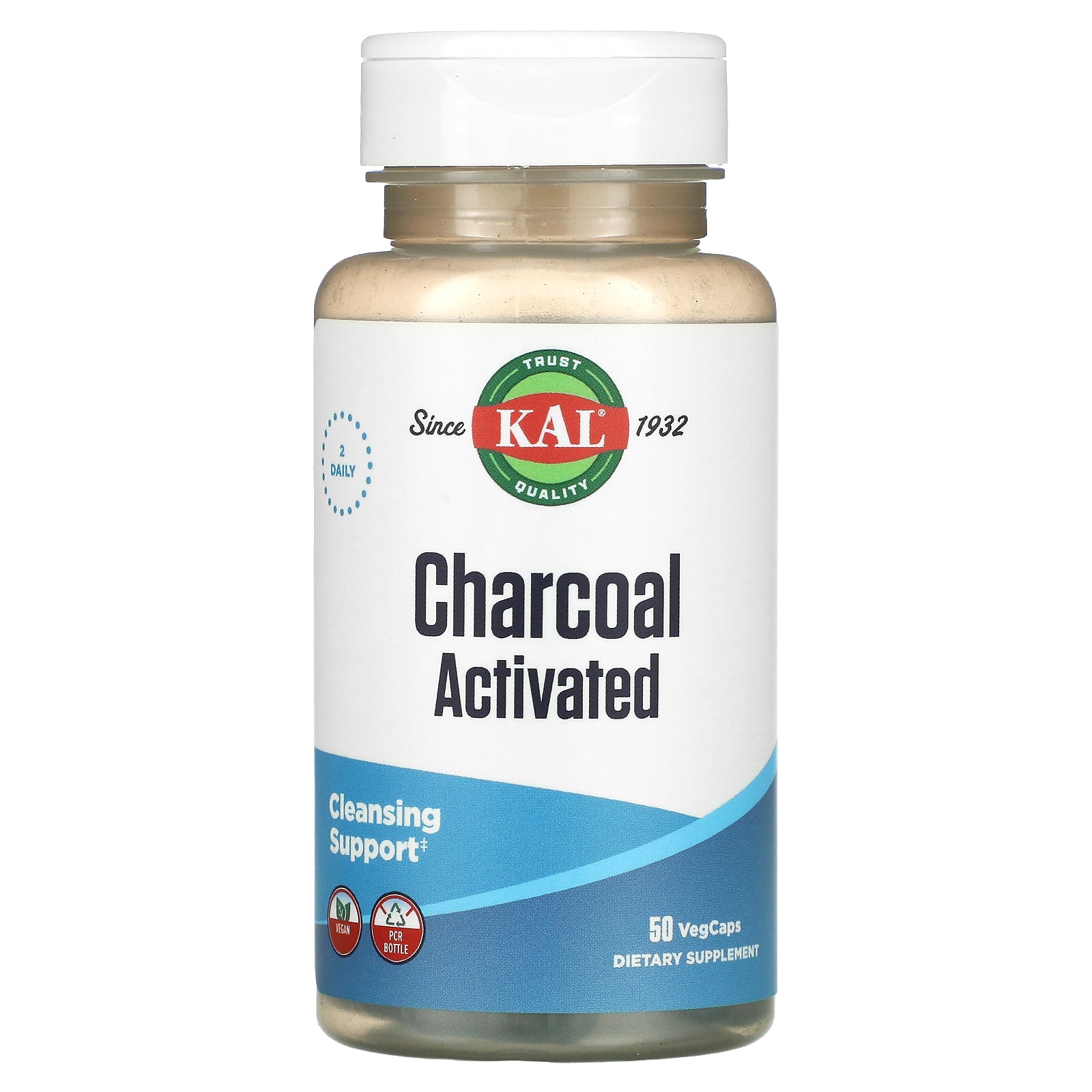 KAL, Charcoal Activated, 500 mg, 50 VegCaps (250 mg per VegCap)