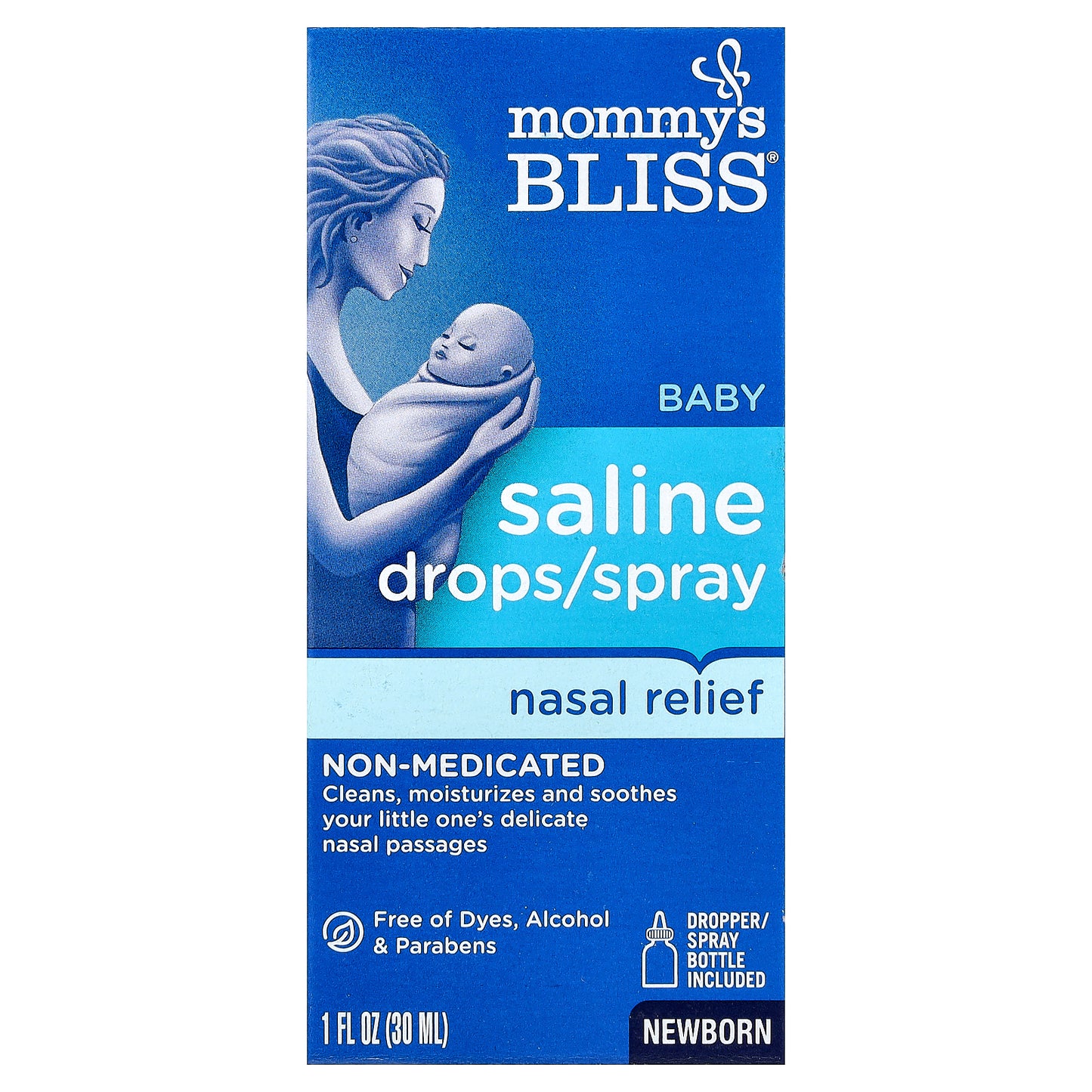 Mommy's Bliss, Baby Saline Drops/Spray Nasal Relief, Newborn , 1 fl oz (30 ml)