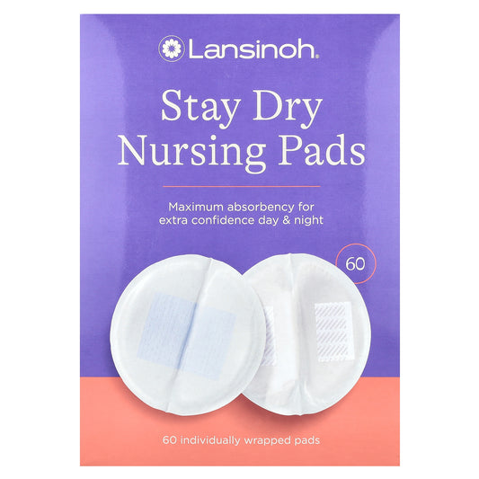 Lansinoh, Stay Dry Nursing Pads, 60 Individually Wrapped Pads