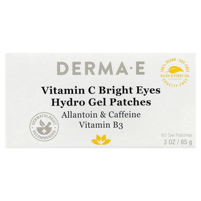 DERMA E, Vitamin C Bright Eyes Hydro Gel Patches, For All Skin Types, 60 Gel Patches