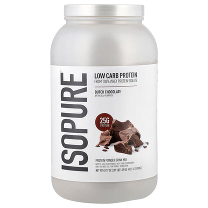 Isopure, Low Carb Protein Powder, Dutch Chocolate, 3.07 lb (1.39 kg)