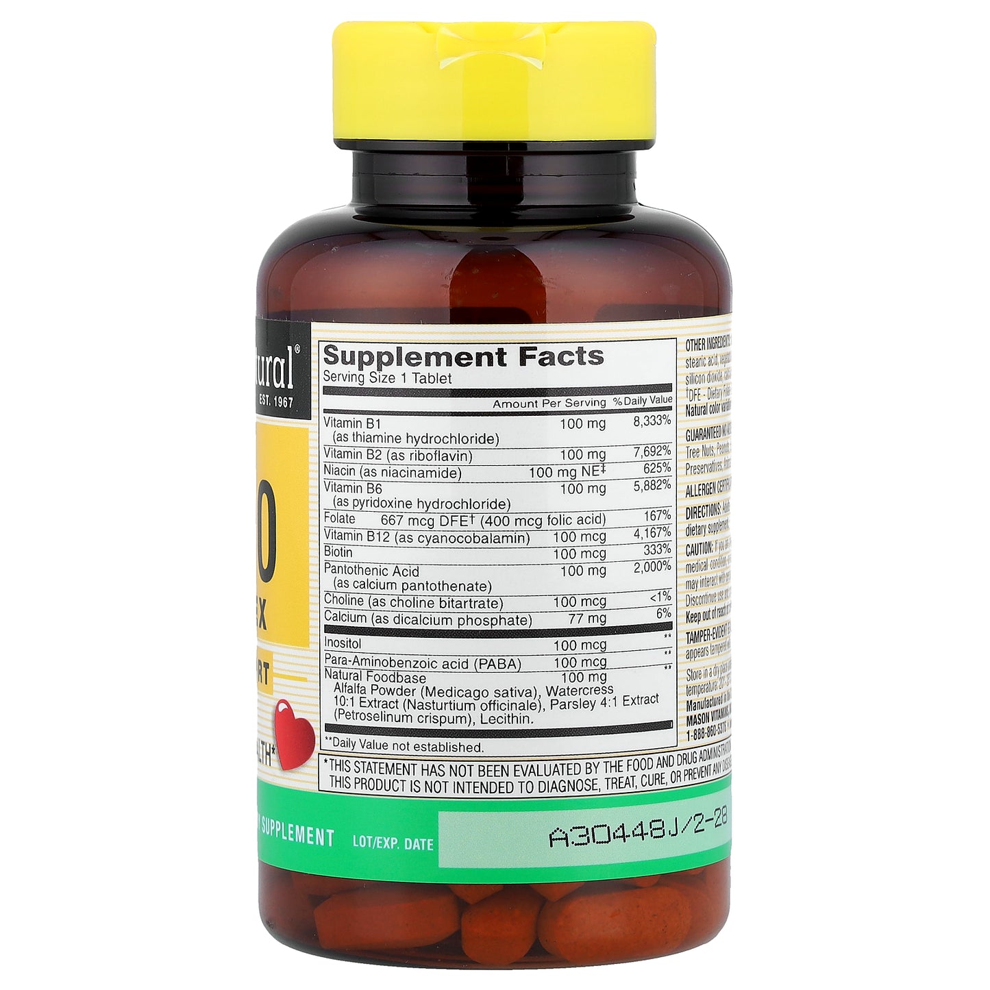 Mason Natural, Ultra B-100 Complex, 100 Tablets