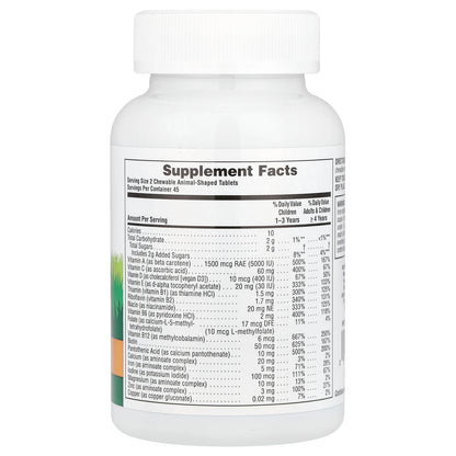 NaturesPlus, Animal Parade®, Children's Chewable Multivitamin, Cherry, Grape & Orange, 90 Animal-Shaped Tablets