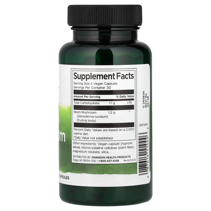 Swanson, Reishi Mushroom, 600 mg, 60 Vegan Capsules