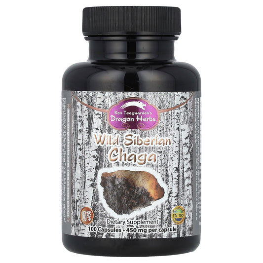 Dragon Herbs, Wild Siberian Chaga™, 450 mg, 100 Capsules