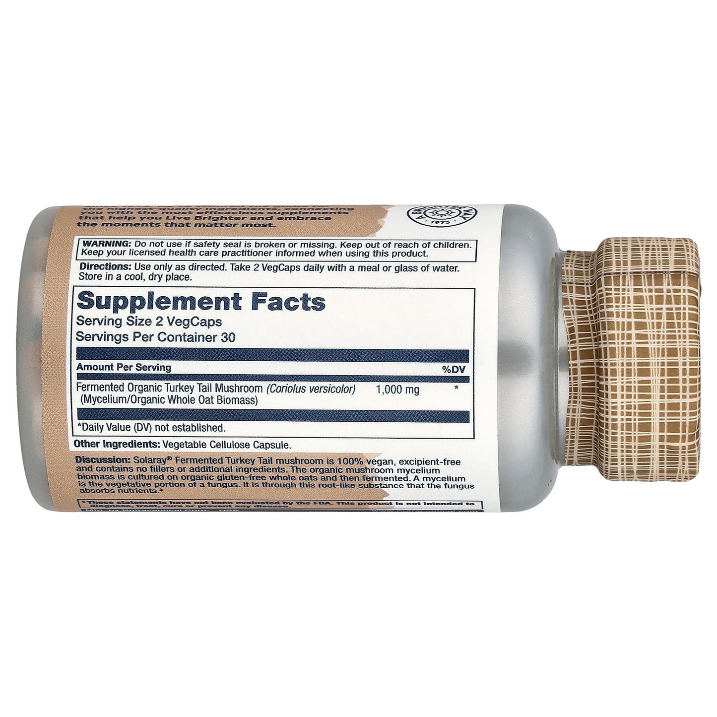 Solaray, Fermented Turkey Tail Mushrooms, 60 VegCaps (500 mg per Capsule)