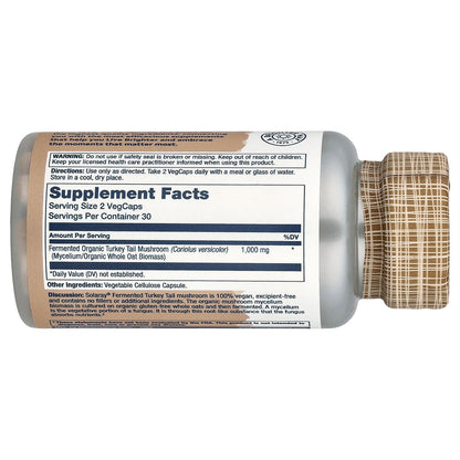 Solaray, Fermented Turkey Tail Mushrooms, 60 VegCaps (500 mg per Capsule)