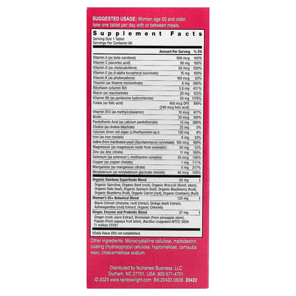 Rainbow Light, Women's One™50+, Daily Multivitamin, High Potency, 60 Vegetarian Tablets