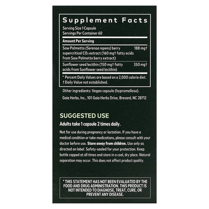 Gaia Herbs, Saw Palmetto for Men, 60 Vegan Liquid Phyto-Caps