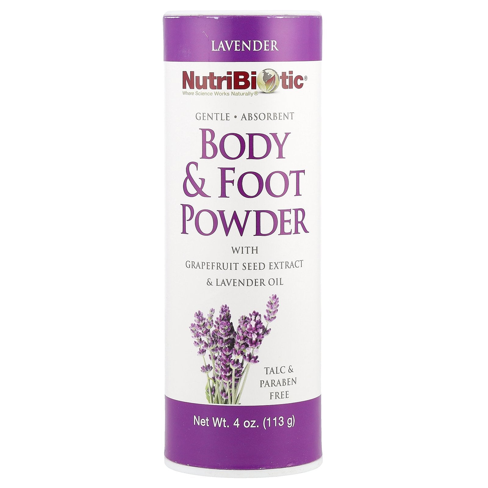 NutriBiotic, Body & Foot Powder with Grapefruit Seed Extract & Lavender Oil, Lavender, 4 oz (113 g)