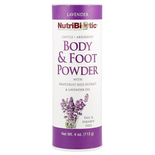 NutriBiotic, Body & Foot Powder with Grapefruit Seed Extract & Lavender Oil, Lavender, 4 oz (113 g)