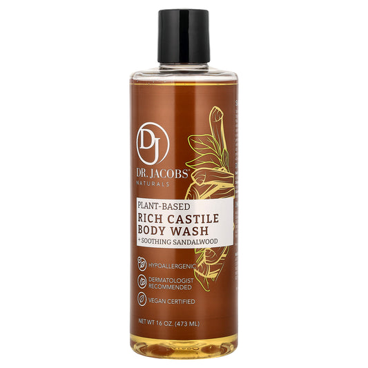 Dr. Jacobs Naturals, Plant-Based Rich Castile Body Wash, Soothing Sandalwood, 16 oz (473 ml)