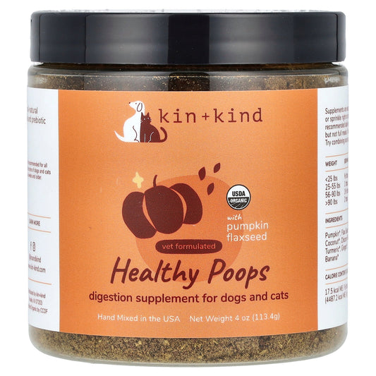 Kin+Kind, Healthy Poops With Pumpkin Flaxseed, For Dogs & Cats, 4 oz (113.4 g)