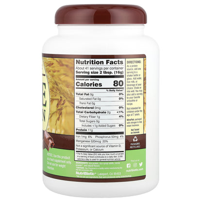 NutriBiotic, Rice Protein Powder, Chocolate, 1 lb 6.93 oz (650 g)