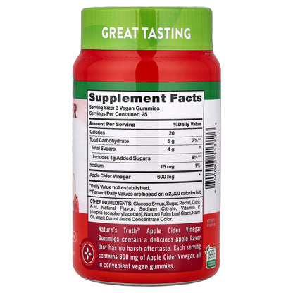 Nature's Truth, Apple Cider Vinegar Gummies, Apple, 75 Gummies