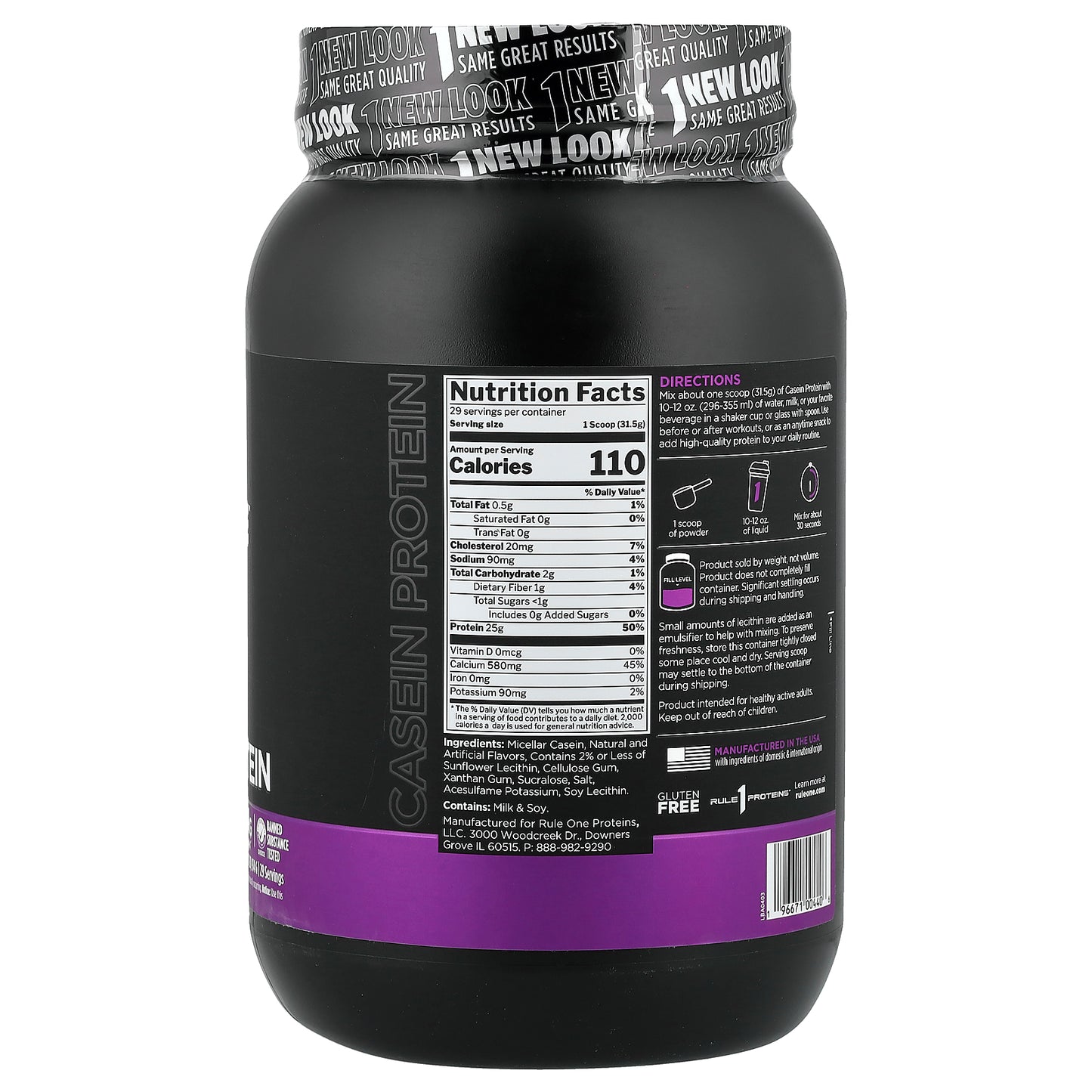 Rule One Proteins, Casein Protein Powder Drink Mix, Vanilla Creme, 2.01 lb (914 g)