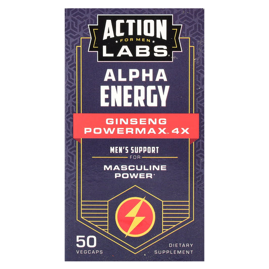 Action Labs, For Men, Alpha Energy, Ginseng Powermax™ 4x, 50 VegCaps