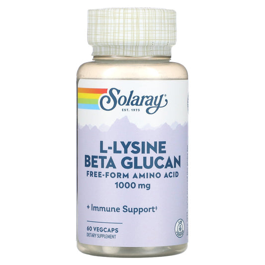 Solaray, L-Lysine Beta Glucan, 1,000 mg, 60 VegCaps (500 mg per Capsule)