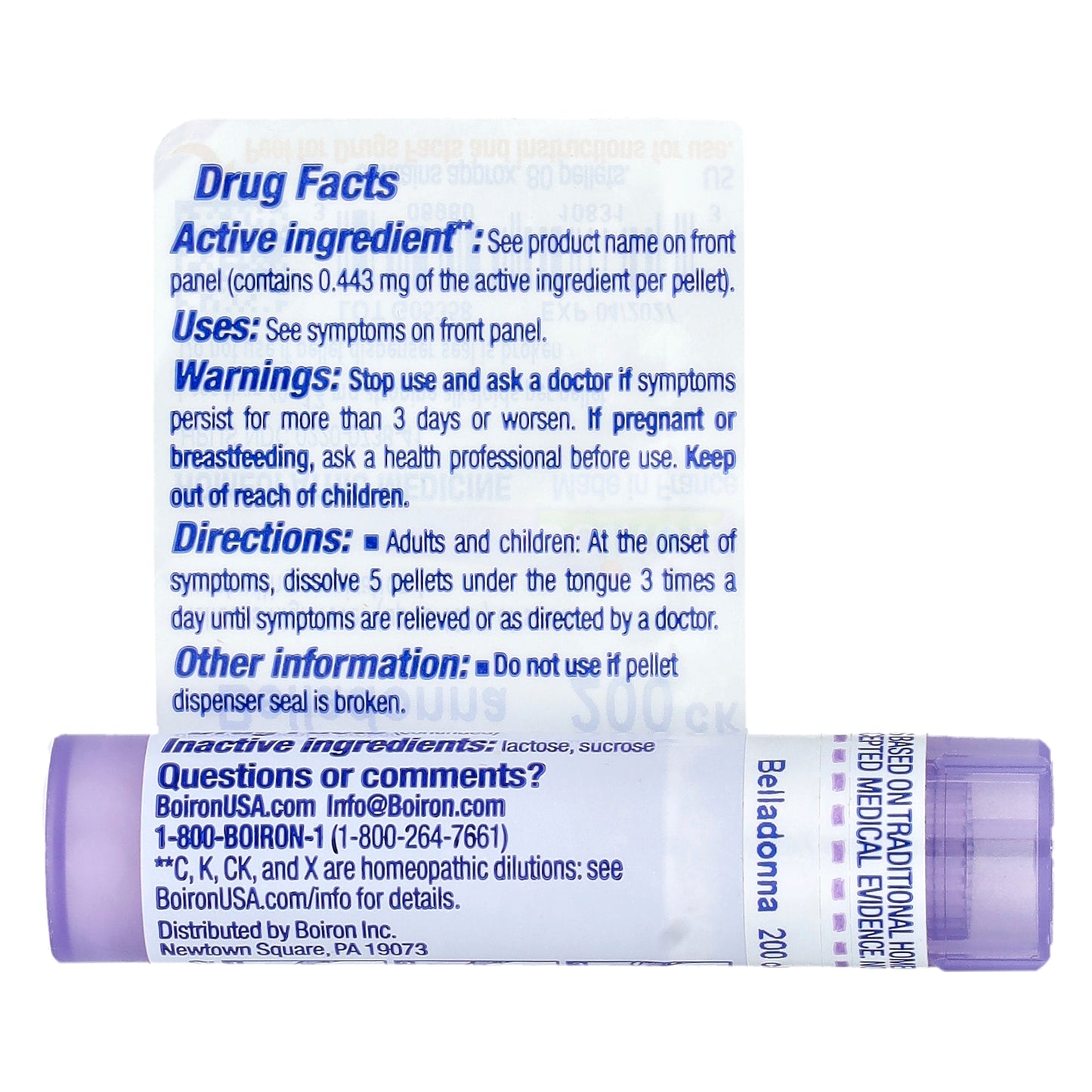 Boiron, Belladonna, 200CK, Fever Relief, Approx 80 Pellets